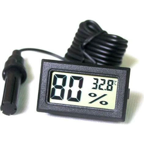 Tuner Numérique Intégré Thermomètre Hygromètre avec Sonde Externe pour Couveuse Aquarium Volaille Reptile (Noir) (1/5)