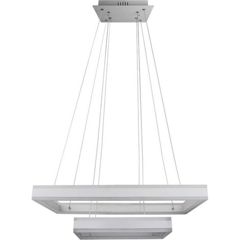 Lámpara colgante LED V-TAC de 113 W con 2 rectángulos de metal blanco, luz blanca cálida, regulable