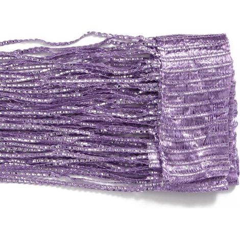 Rideaux à pompons 100 x 200 cm, cloisons à pompons, adaptés aux portes, fenêtres, maison, décoration, événements, décoration (violet clair)