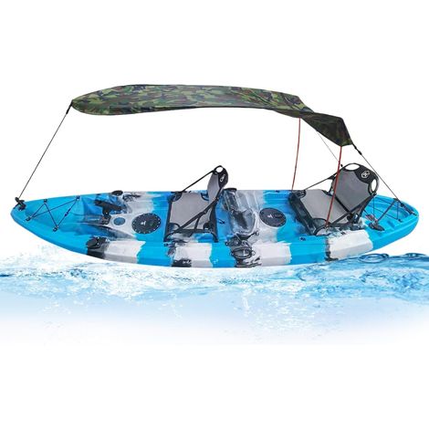 Parasol pour kayak, pare-soleil, abri pour kayak, imperméable, 124,9 cm, parasol de bateau, toile avec élastique, parasol extérieur pour 1 à 2 personnes, camouflage, accessoires (1/5)