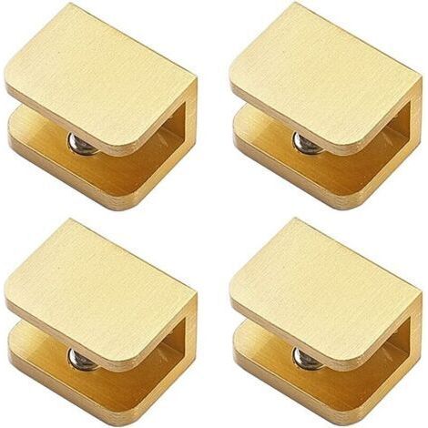 Lot de 4 pinces à verre sans perçage pour étagère de verre 10 mm-12 mm, dorées (1/5)