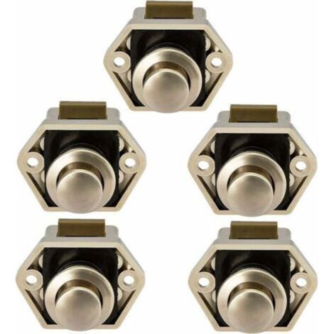 Bouton Poussoir Camping Car - Loquet Serrure Bouton Fermeture Porte Placard pour RV Caravane de Moteur 5 pièces (Nickel) (1/5)