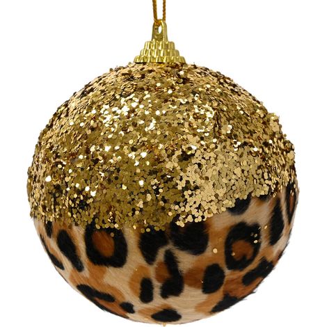 Kugel Leopardoptik goldfarben Ø 8 cm Glitter