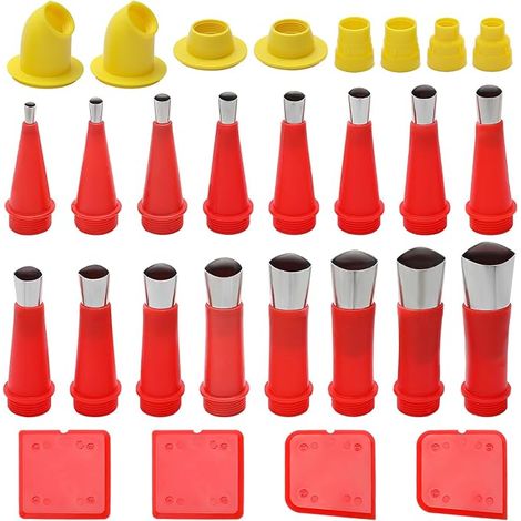 Caulking Nozzle Applicator,28 Pieces Stainless Steel Sealing Nozzles Tool Set Built-in Rubber Nozzle Universal for Caulking Sealing (1/5)