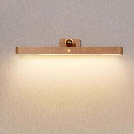 Applique murale LED en bois à intensité variable avec interrupteur tactile, veilleuse rechargeable pour chambre ou cuisine (1/4)