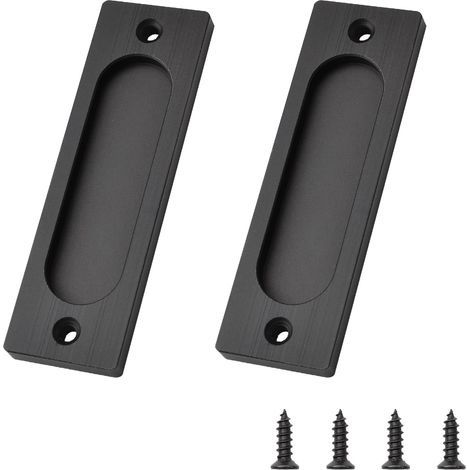 2 Pack Rectangular Sliding Door Handle Recessed Aluminum Alloy Sliding Door Handle with Mounting Screws for Sliding Barn Door (100mm) (1/5)