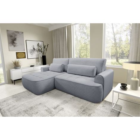Ecksofa mit Schlaffunktion HUNTER Sofa in Stoff Cloud Grau Ottomane Links (1/5)