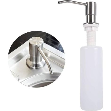 Distributeur de savon - 300 ml - Distributeur de liquide vaisselle pour la cuisine - Distributeur de savon pour évier - Distributeur de liquide vaisselle en acier inoxydable pour la cuisine-AquaForge (1/5)
