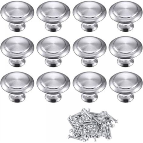 Set di 12 pomelli rotondi per mobili da cucina, pomelli per porte in lega di zinco, pomelli per mobili in cromo lucido, maniglie per porte da cucina