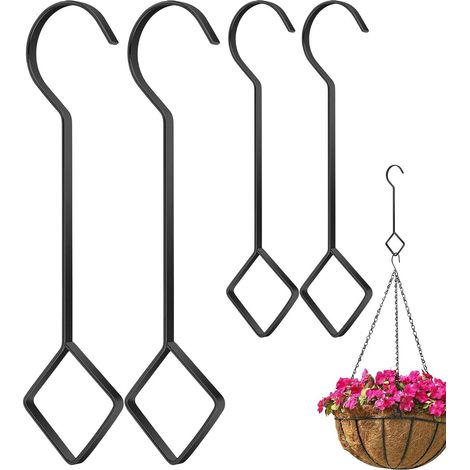 4 Pflanzenhaken - Robuste, rautenförmige Metallkonstruktion, einziehbare Metall-Pflanzenhaken zum Aufhängen von Pflanzen an Zäunen, Terrassen, Gärten und Balkonen. (1/5)