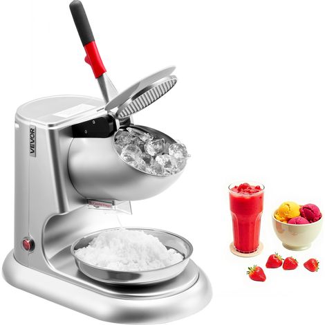 VEVOR Broyeur a Glace Electrique Capacite de 100 kg/h, Machine a Glace Pilee a 4 Lames, en Acier Inoxydable, avec Bol et Couvercle, 2000 tr/min, pour Bars, Restaurants, Supermarches, Argente (1/5)