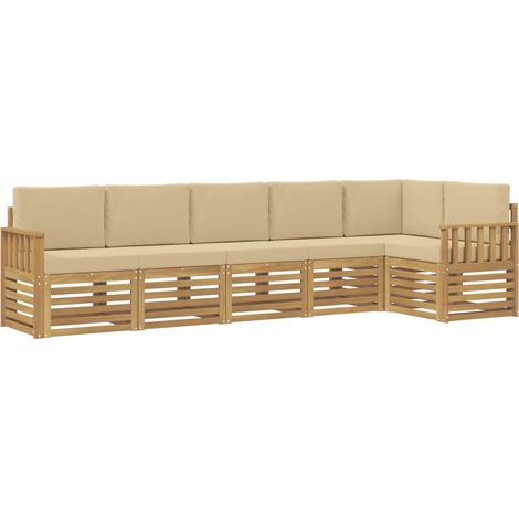 Outdoor-Sofagarnitur 6 pcs Weiß und Beige 306 x 128,5 x 73 cm vidaXL
