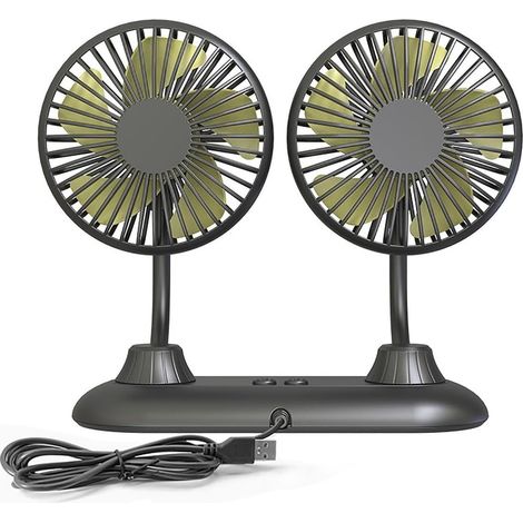 Ventilateur USB Voiture Double Tête Avec Col Cygne Réglable (1/5)