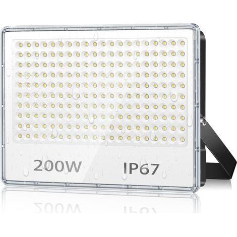 LED Floodlight 200W, 20000LM Cool White, IP67 Waterproof, Aluminum Alloy, Garden Terrace Garage (1/5)