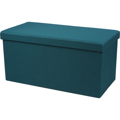 Banc de rangement pliable en tissu "Kube" - Bleu - L 76 x P 38 x H 38 cm - Livraison gratuite (1/4)