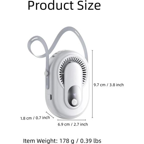 Ventilador de Clip Portátil USB-C, 5 Velocidades, Pantalla LED, Silencioso e Impermeable – Ideal para Oficina, Viajes y Aire Libre (1/3)