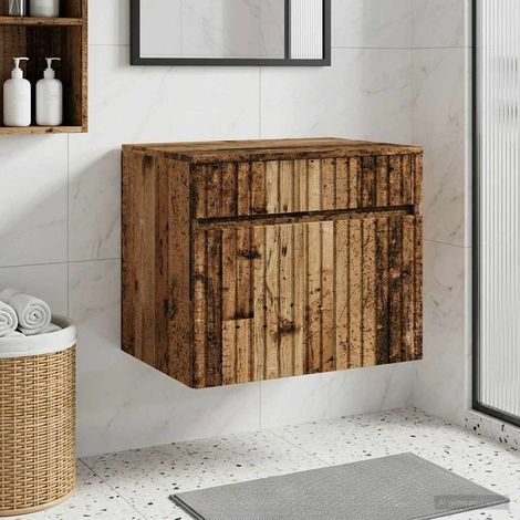 Mueble de baño montado en la pared Madera envejecida