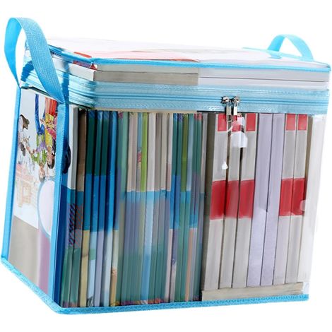Sac de rangement transparent pour livres – Sac de rangement transparent avec poignée Boîte de rangement anti-poussière pour bandes dessinées Boîte de rangement pliable 38,1 x 24,1 x 32 cm (1/5)