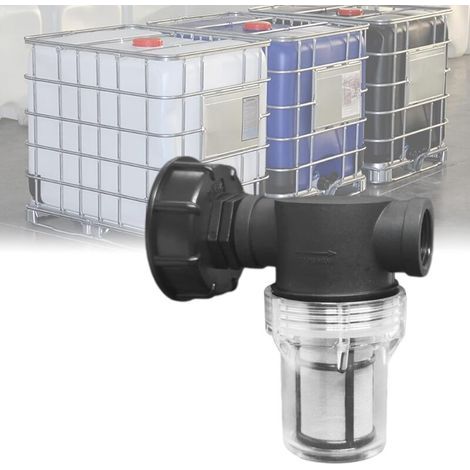 Robinet Raccord Cuve 1000 L, Articulation de Tuyau de Jardin pour Collecteurs d'eau de Pluie avec Fonction de Filtre,S60x6 Adaptateur De Réservoir d'eau IBC (3/4'' Fil intérieur) (1/4)