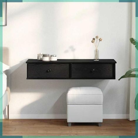 859960 étagère murale et tiroirs noir 100x37,5x19 cm bois d'ingénierie (1/5)