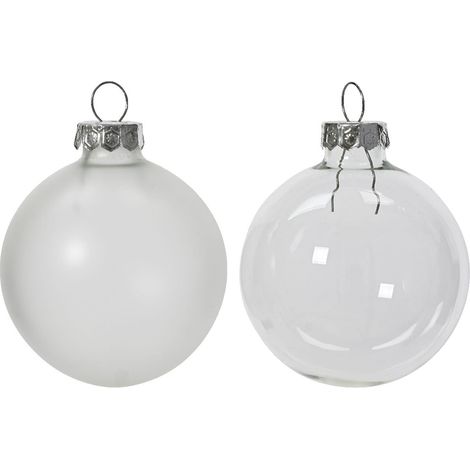 Christbaumkugeln Silbergrau 3 x transparent & 3 x matt Ø 6 cm aus Glas - 6er Set