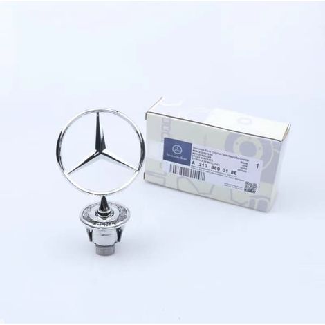 LYERCW - Emblème étoile de capot d'origine Mercedes-Benz OEM A2108800186-FF- Argent, seigle.