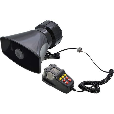 Adecuado para sistemas de megafonía de coches con sirenas policiales, altavoz, micrófono de mano con cable de 12 V y 100 W con 7 tonos
