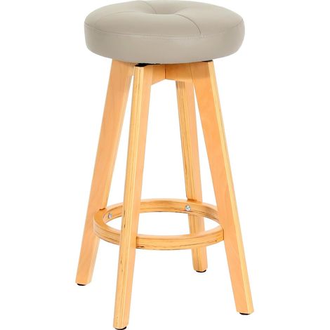 [NEUWERTIG] Barhocker Boras, Barstuhl Tresenhocker, Holz Kunstleder drehbar taupe, helle Beine