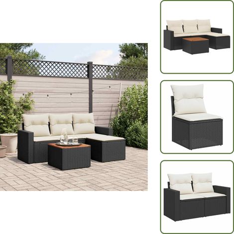 Tavolo da giardino - vidaXL Set Divani da Giardino 5 pz con Cuscini in Polyrattan Nero - Cuscini da seduta