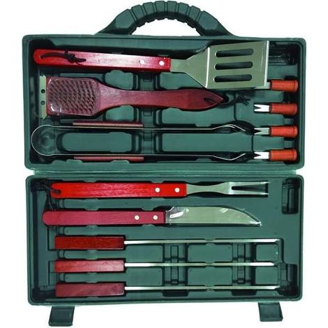 Set P/Barbecues Sandrigarden 12Pz M.Legno Ac.Inox Valigetta (1/4)
