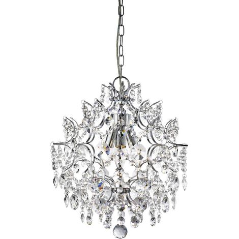 Searchlight Harrietta - Luminaire suspendu à 3 ampoules au fini chrome avec cristaux, E14 (1/3)