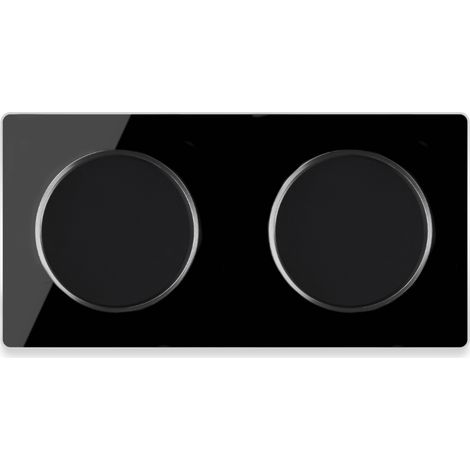 2x Lichtschalter mit Glas-Abdeckrahmen 2fach, waagerecht - schwarz (1/4)