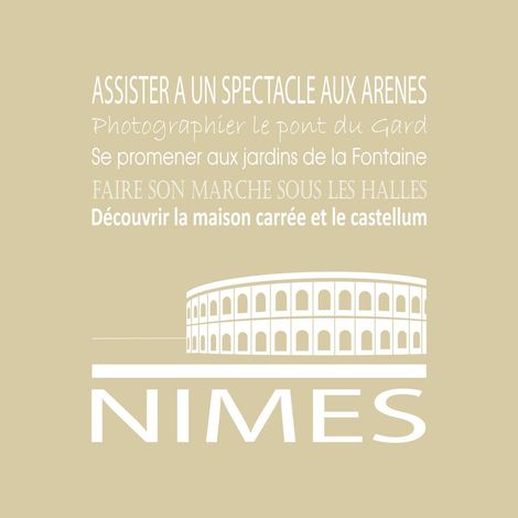 Tableau sur toile Nîmes beige 30x30 cm - Impression sur Toile Murale Décorative - Image imprimée en HD sur Toile - Toile sur Châssis en Bois FSC - Fabriqué en France