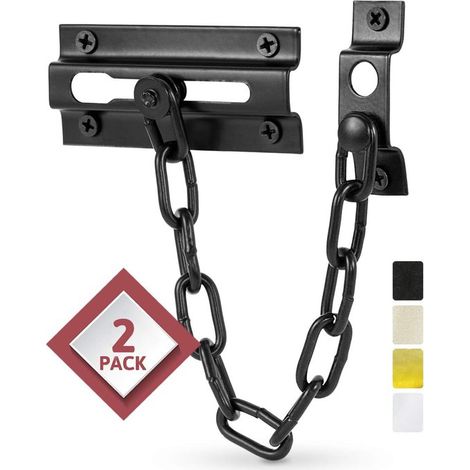 Candados de cadena con cierre para puertas，Paquete de 2 candados de cadena para puertas，de acero inoxidable，100% seguros para niños (negro)