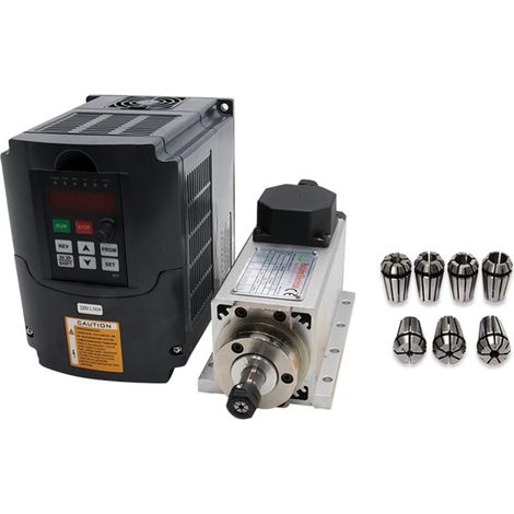 Kit de moteur de broche sans balais CNC Broche de Machine-outil CNC 1500w 1.5kw 24000RPM ER11 moteur de refroidissement par air VFD 7 pièces pinces ER11 (1-7mm) ( Color : HY VFD Option 1 , Size : X ) (1/5)