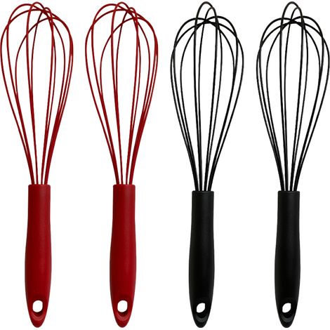 Fouet En Silicone - Acier Inoxydable Résistant Chaleur - Cuisine Et Pâtisserie Anti-Rayures - Lot De 4 (1/5)