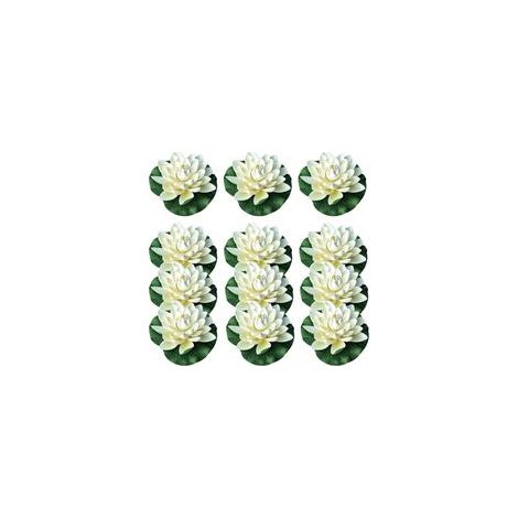 Fleurs de Lotus artificielles flottantes en mousse, avec ornements de nénuphars, blanc ivoire, parfaites pour le patio, l'étang, la piscine, l'aquarium, la maison, le jardin, la fête de mariage, la dé (1/5)