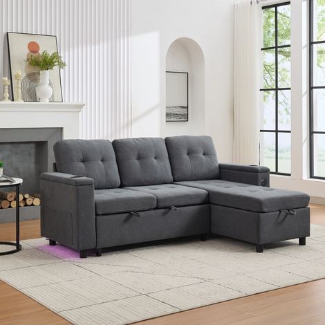 Un canapé de 46 cm de hauteur, conçu dans un style intérieur. Pas besoin de pose particulière. (1/5)