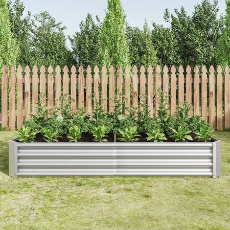 Jardinière surélevée en métal, fabriquée en tôle d'acier robuste, stable et résistante à la rouille. Kit sans fond, idéal pour les légumes, les herbes aromatiques et les fleurs. Anthracite. (1/5)