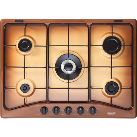 DeLonghi YTF 57 ASV Piano Cottura a Gas 5 Zone 1 Bruciatore Doppia Corona 70 cm Coppertone (1/2)