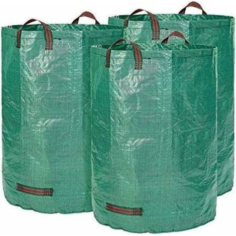 3 sacs de jardin Premium XXL - Sacs de déchets de jardin stables en polypropylène extrêmement robuste (PP) 150gsm - Sacs à feuilles autoportants et pliants (1/4)