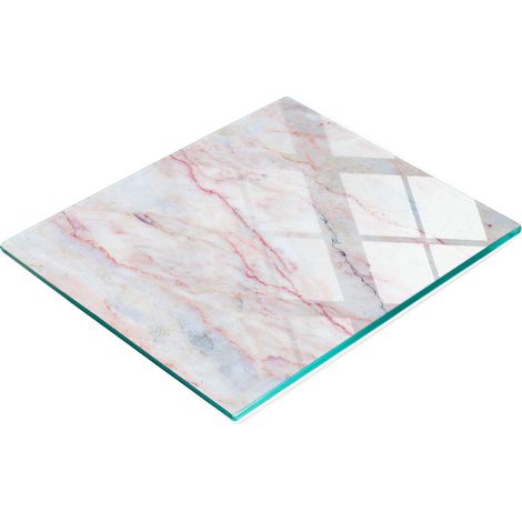 Planche de service de cuisine en verre trempé avec motif marbre 60x52 cm (1/5)