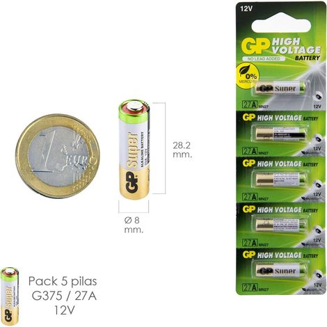 Pila Alcalina G375/ 27A 12 V. Sin Mercurio (Blister 5 Piezas)