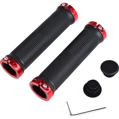 Poignées de guidon de vélo en caoutchouc TPR, poignées professionnelles à double verrouillage, poignées de VTT antidérapantes avec verrouillage en aluminium, utilisables également comme poignées de tr