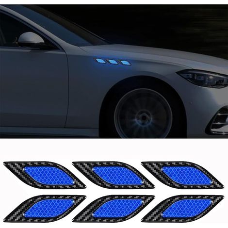 6pcs Reflective Car Fender Stickers,Reflective Warning Sticker,Anti-collision Reflective Strip,Car Side Reflective Stickers.(Blue)