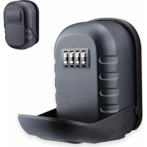 New Version wall-mounted key safe, 4-digit combination lock, outdoor key storage box with protective cover for caregivers, cleaners
