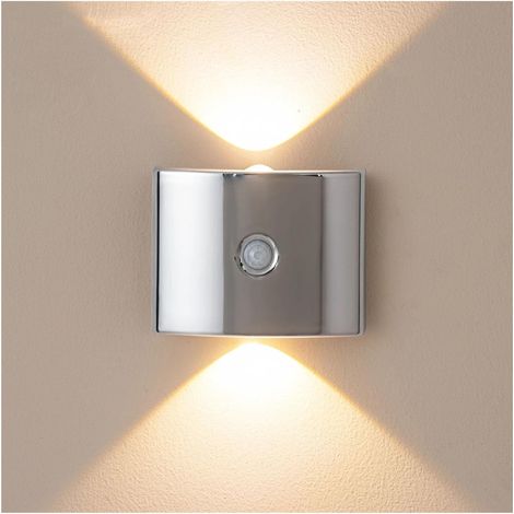 Lampe Magnétique LED Rechargeable Fini Chrome, 3 Couleurs, Capteur de Mouvement Sans Fil, Fixation Aimantée, Lot de 2, Éclairage d'Ambiance (1/5)