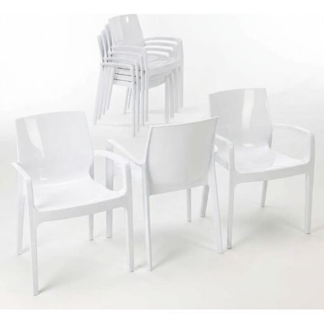 Stock 22 Sillas Apilables con Reposabrazos de Polipropileno Cream Grand Soleil - Blanco (1/5)