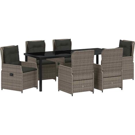 Maison Exclusive - Set da Pranzo per Giardino 7 pcs Grigio polyrattan (1/5)