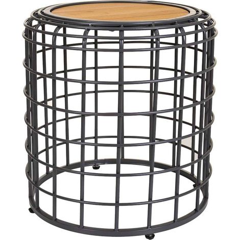 Table d'appoint style industriel bois et métal noir - noir métal et bois naturel (1/5)